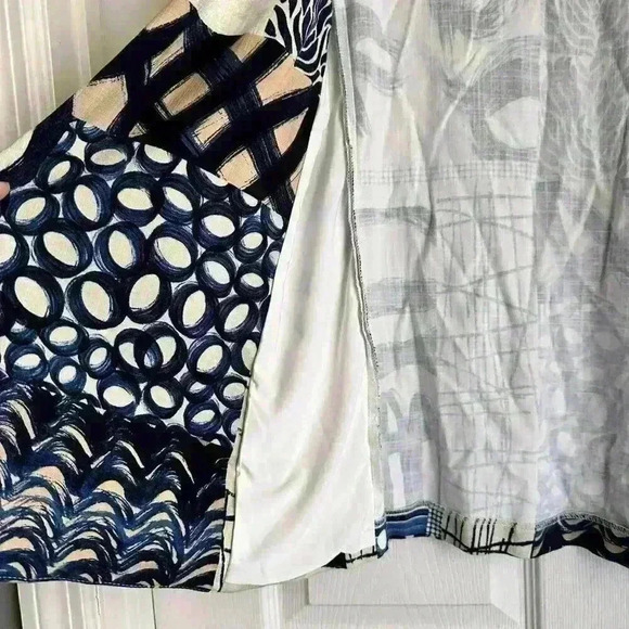 Joseph Ribkoff Abstract Woven Blazer Style Beige Blue Coastal Sz 8 - Picture 4 of 6